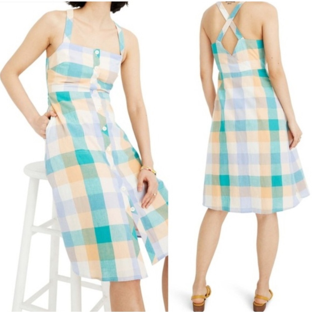 Madewell Multicolor Plaid Midi Dress